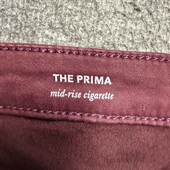 AG Adriano Goldschmied Jeans Womens 24 Burgundy Prima Crop Mid Rise Cigarette - Picture 3 of 8